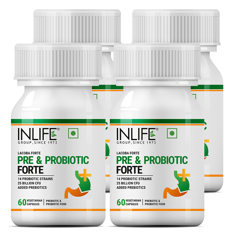INLIFE Prebiotic & Probiotics Forte, 25 Billion,14 Probiotic Strains – 60 Capsules