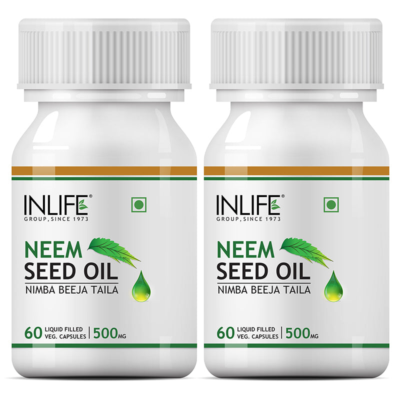 INLIFE Neem Seed Oil Supplement, 500mg (60 Vegetarian Capsules)