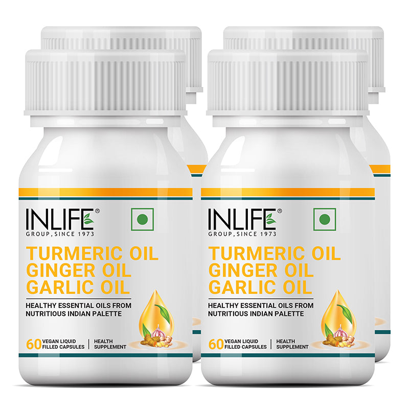 INLIFE Turmeric Oil, Ginger Oil, Garlic Oil Supplement – 60 Capsules