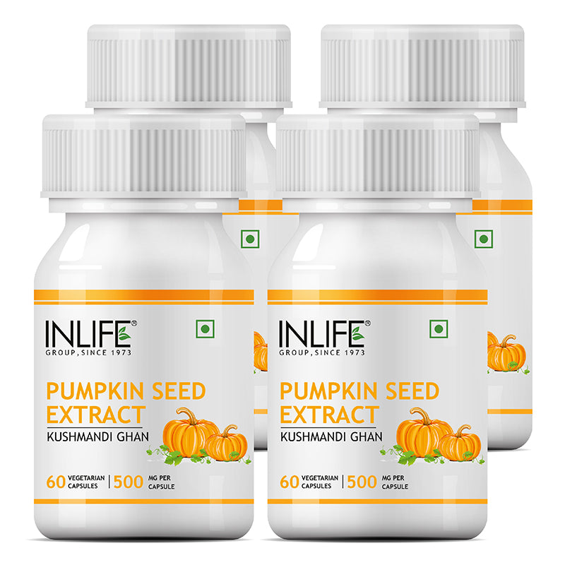 INLIFE Pumpkin Seed Extract Supplement, 500 mg - 60 Vegetarian Capsules