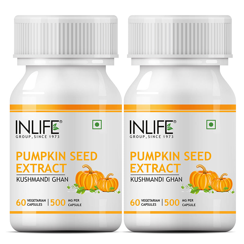 INLIFE Pumpkin Seed Extract Supplement, 500 mg - 60 Vegetarian Capsules
