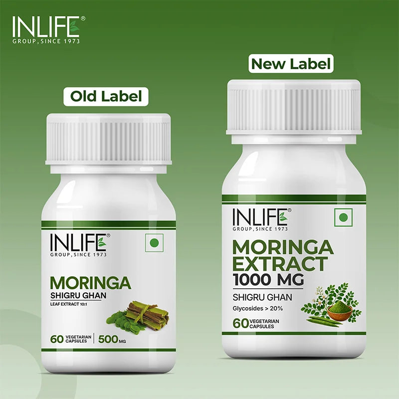Inlife Moringa Leaf Extract Supplement, 500 mg, Veg. Capsules