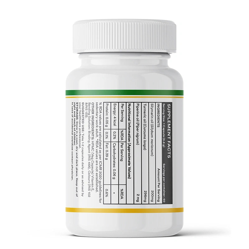 Inlife Silymarin Oil Capsules 200 mg with Turmeric & Piperine, Milk Thistle Extract Capsules for Liver Support & Antioxidant Formula, Veg. Capsules