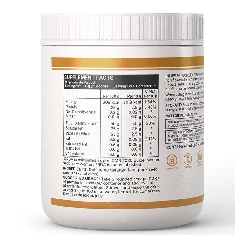 Inlife Fenugreek Fiber Powder, Unflavored
