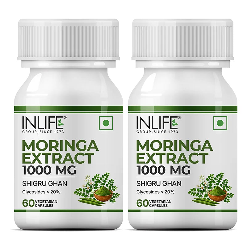Inlife Moringa Leaf Extract Supplement, 500 mg, Veg. Capsules