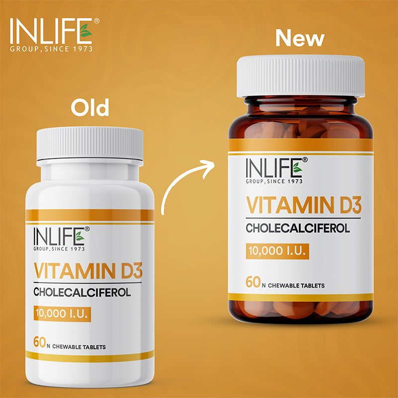 Inlife Vitamin D3 10000 IU Cholecalciferol Supplement|60 Chewable Tablets