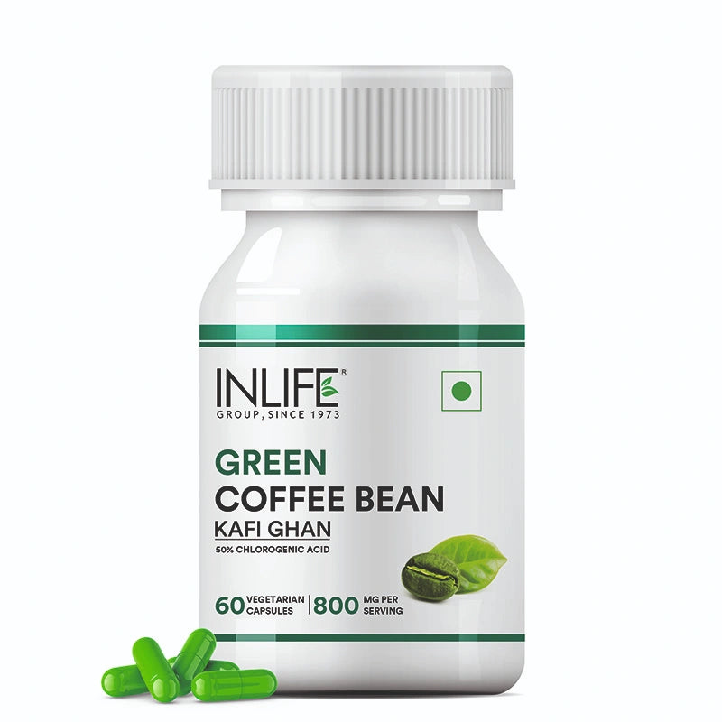 Inlife Green Coffee Bean Extract Supplement | 800mg / serving | Veg. Capsules