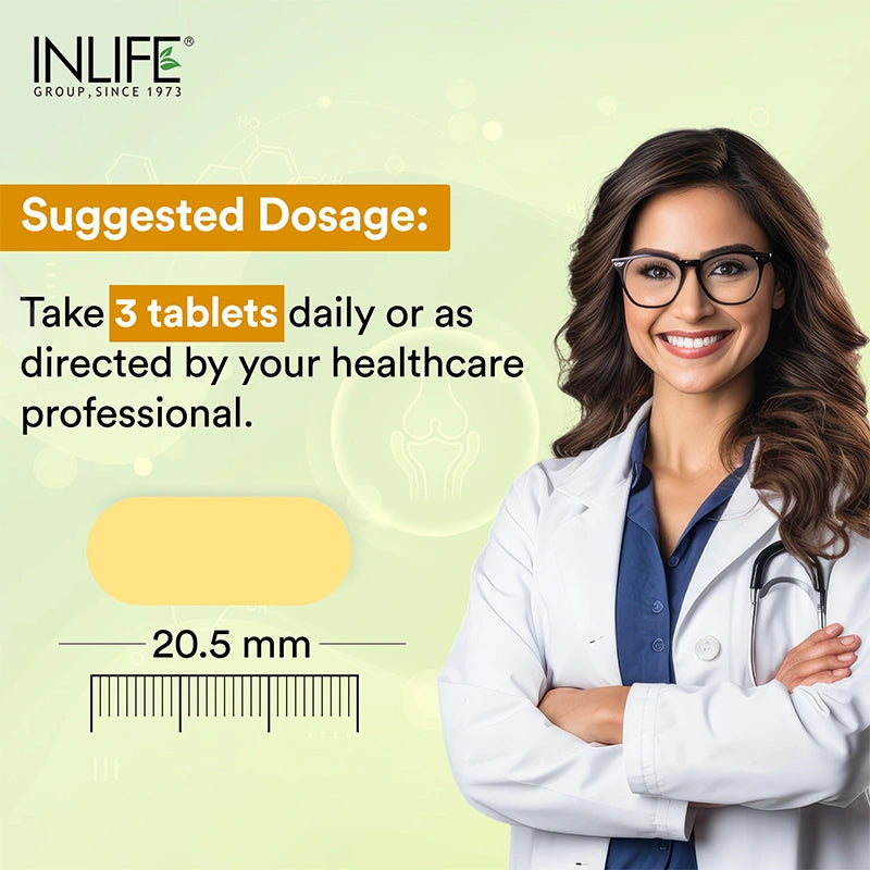 Inlife Glucosamine MSM Chondroitin & Collagen Tablets with Hyaluronic Acid, Calcium & Vitamin D3 | Tablets