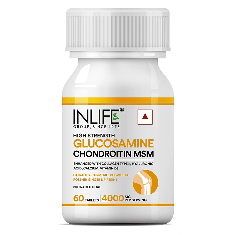 Inlife Glucosamine MSM Chondroitin & Collagen Tablets with Hyaluronic Acid, Calcium & Vitamin D3 | Tablets