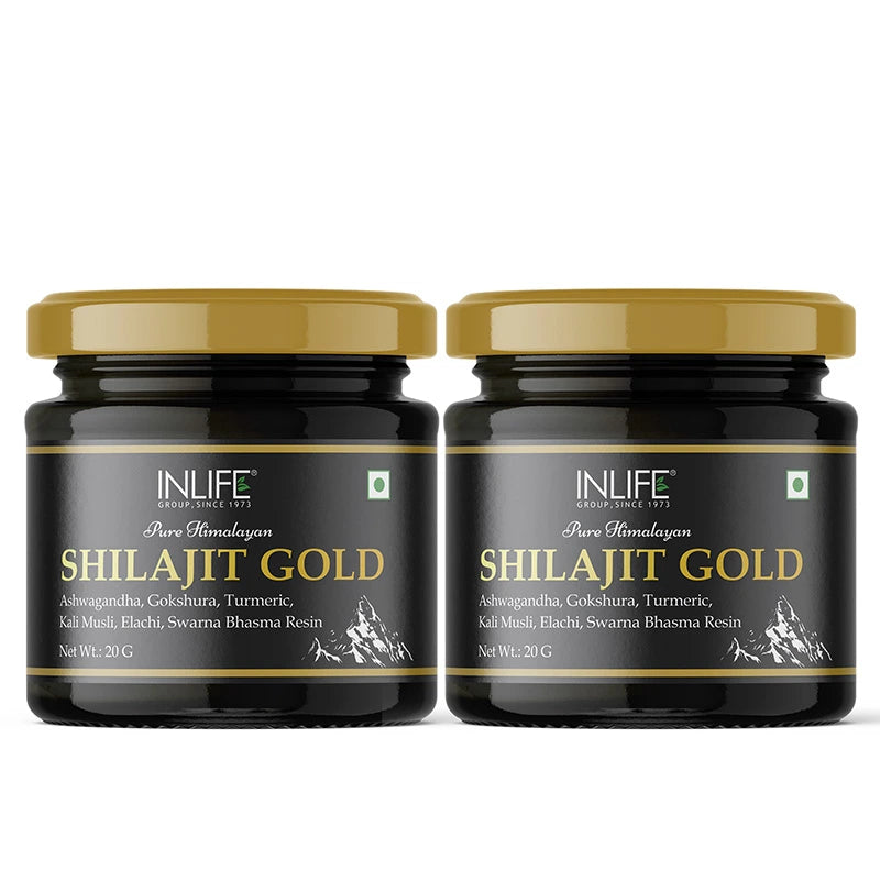 Inlife Shilajit Gold Resin with Ashwagandha, Tribulus, Turmeric, Kali Musli | 20g