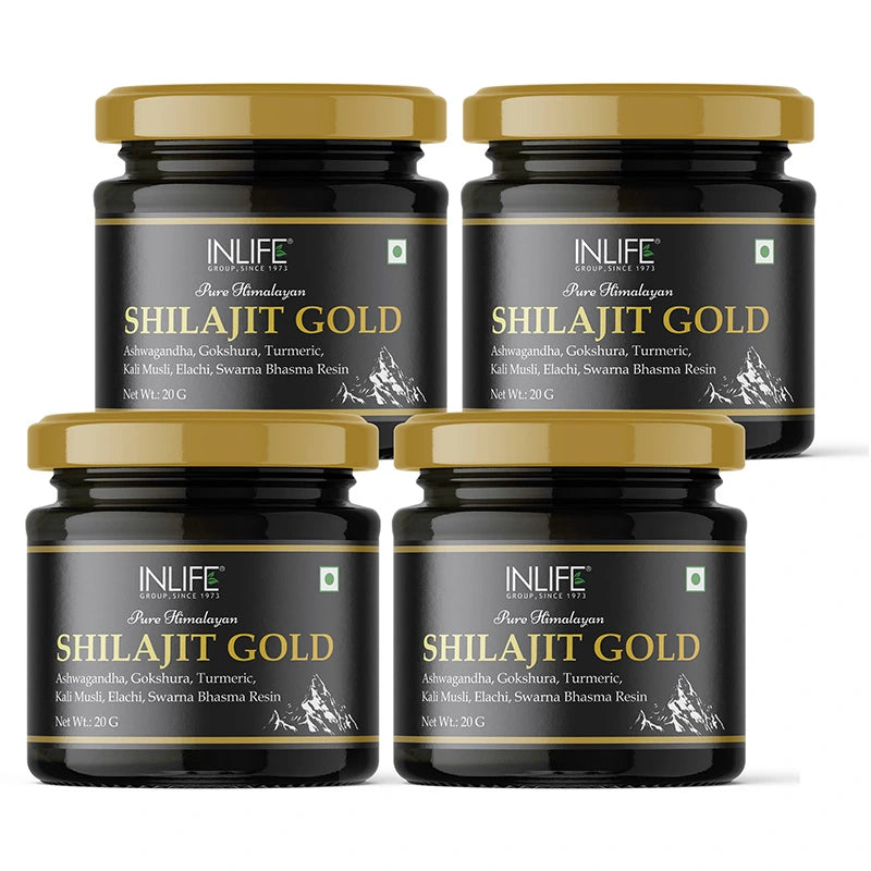 Inlife Shilajit Gold Resin with Ashwagandha, Tribulus, Turmeric, Kali Musli | 20g