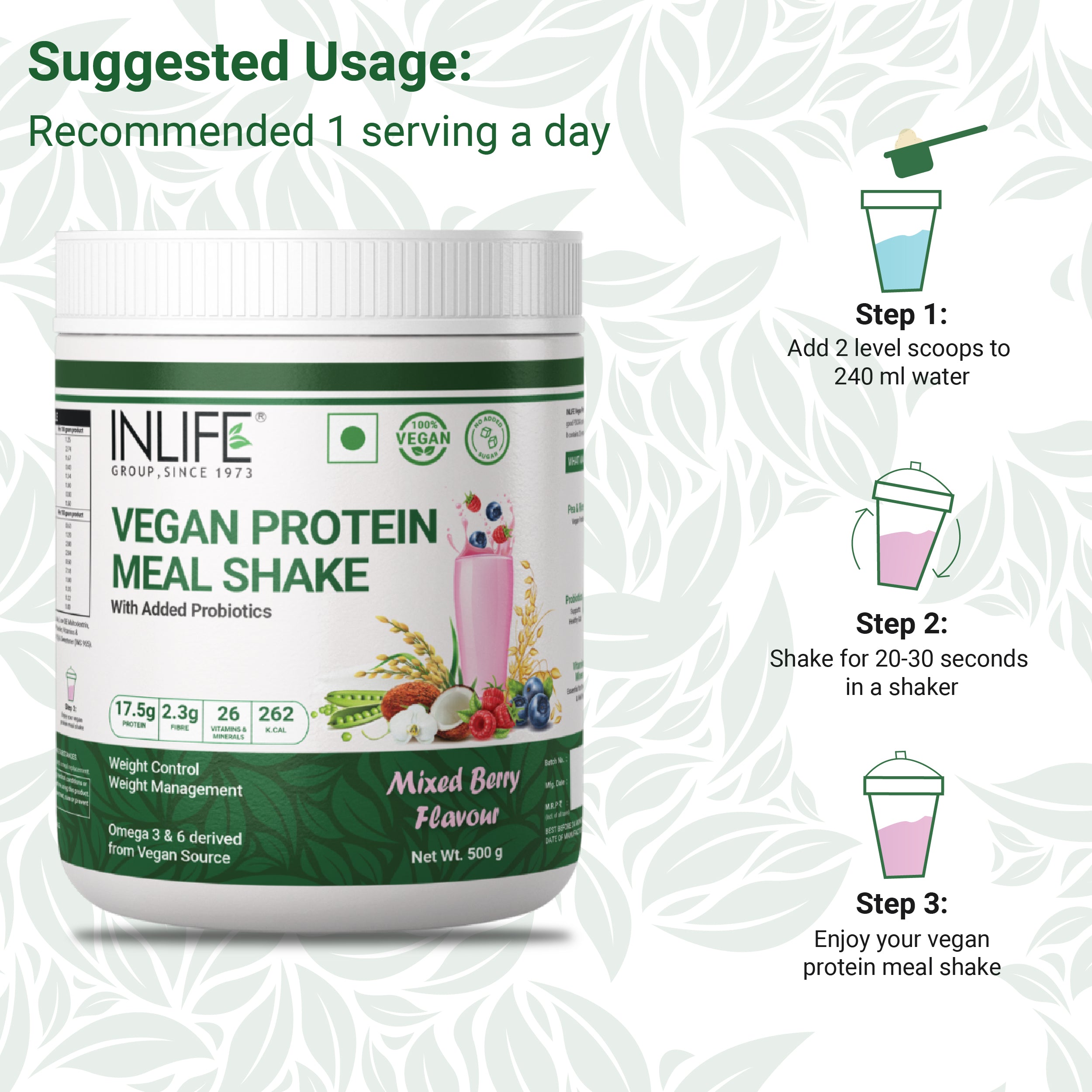 Inlife Plant Based Meal Replacement Shake with Added Probiotics | 500 gms