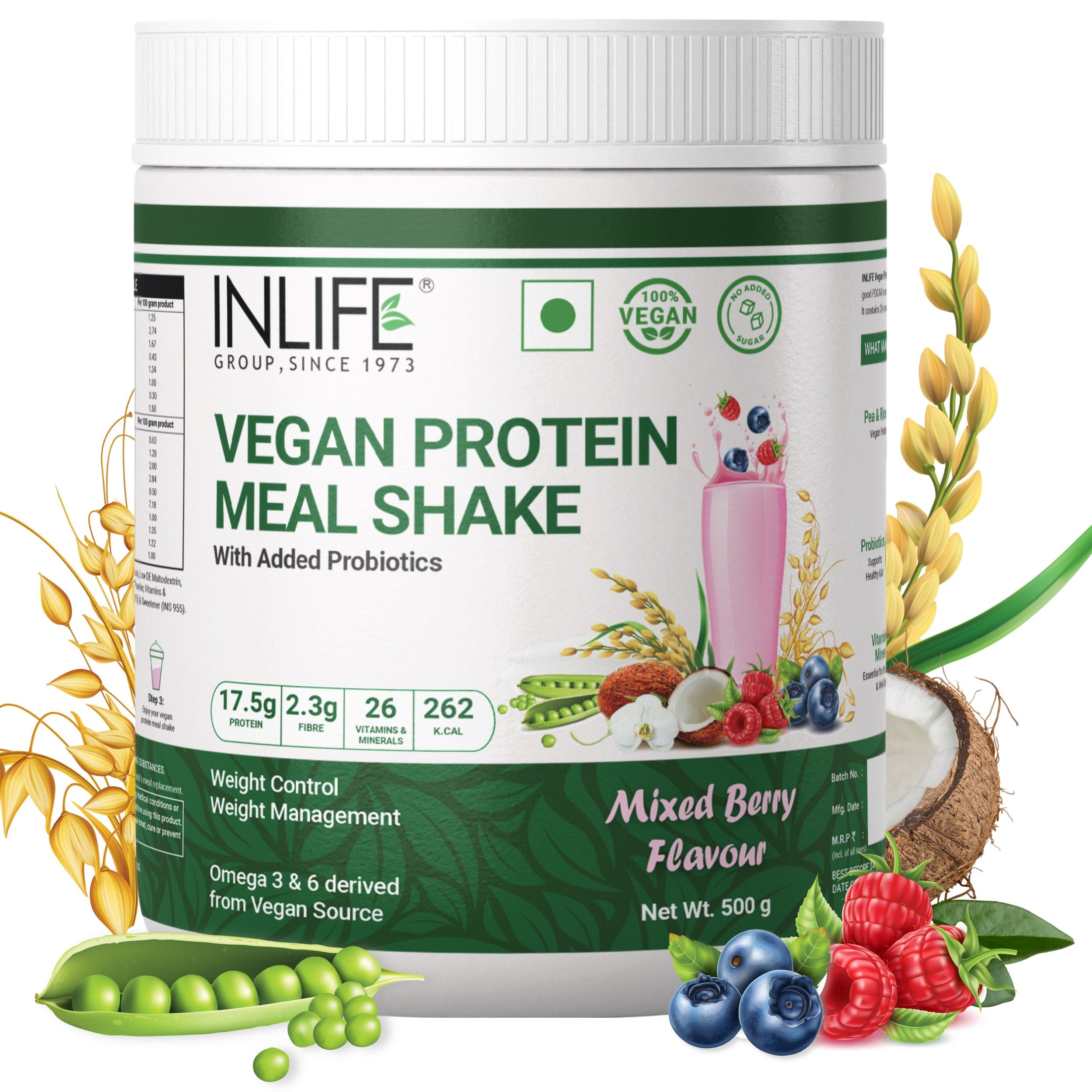 Inlife Plant Based Meal Replacement Shake with Added Probiotics | 500 gms