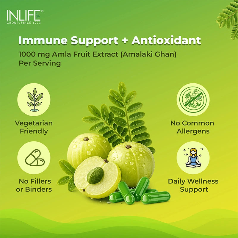 Inlife Natural Vitamin C Amla Extract, 1000mg, Veg. Capsules