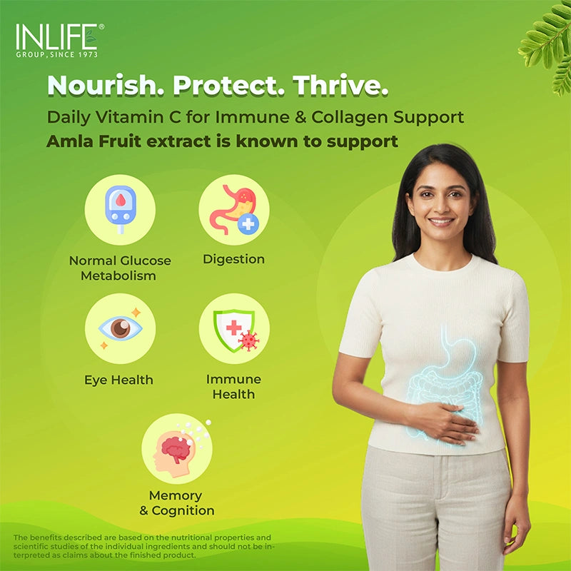 Inlife Natural Vitamin C Amla Extract, 1000mg, Veg. Capsules