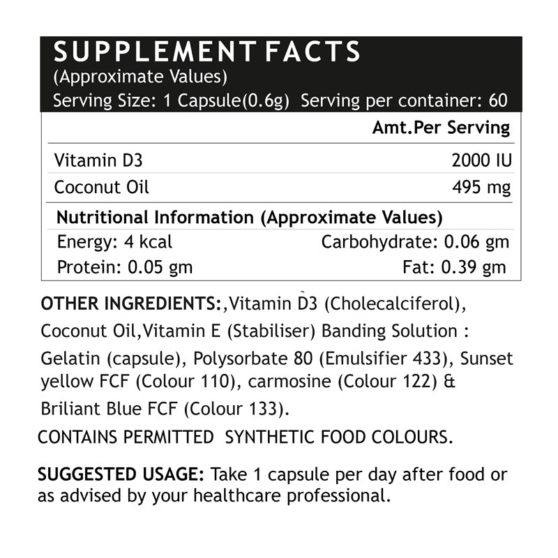 INLIFE Vitamin D3 2000 IU Supplement (60 Capsules)