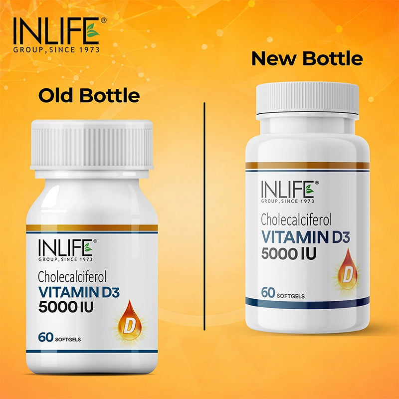 INLIFE Vitamin D3 5000 IU Cholecalciferol, 60 Softgels