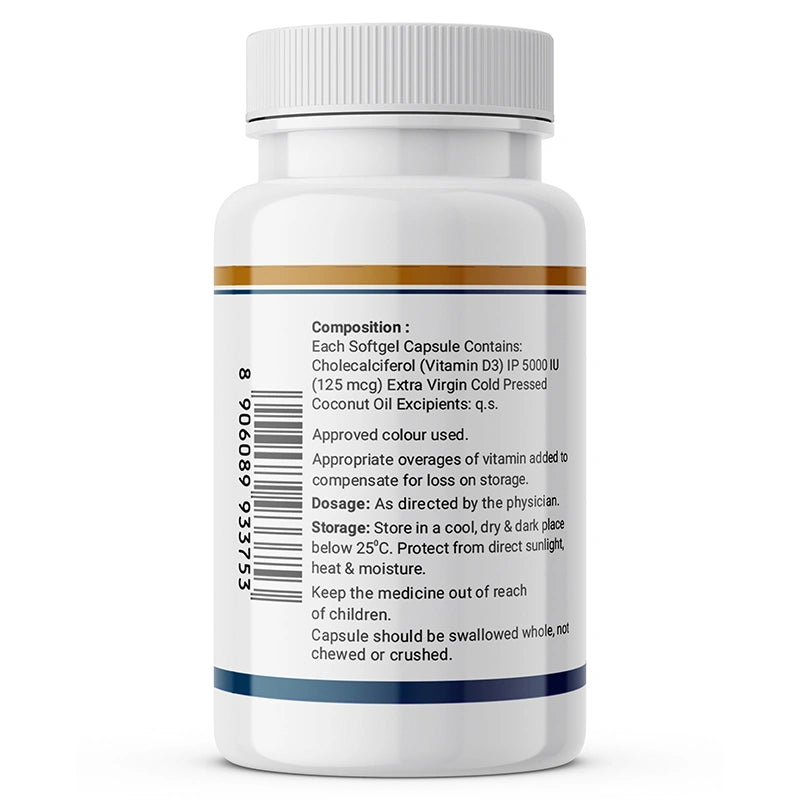 INLIFE Vitamin D3 5000 IU Cholecalciferol, 60 Softgels