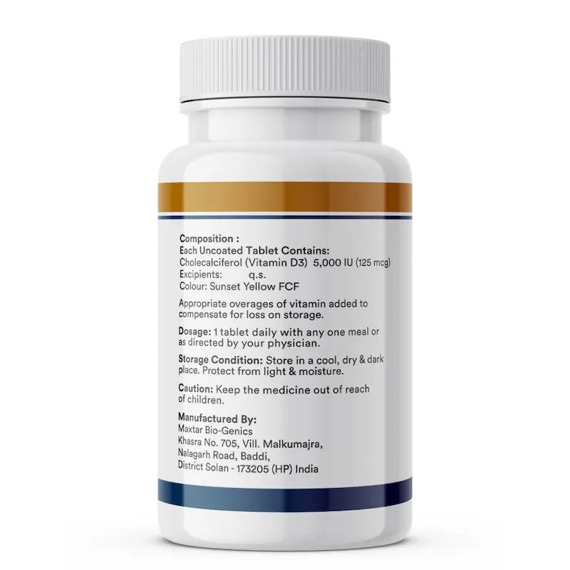 Inlife Vitamin D3 Supplement 5000 IU | 60 Cholecalciferol Tablets