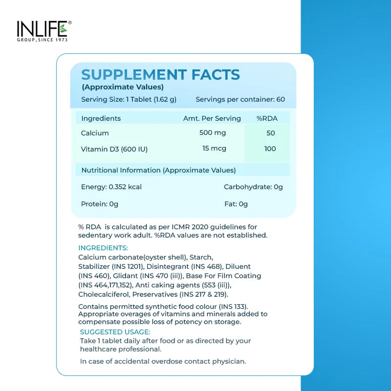 Inlife Calcium with Vitamin D3 Tablets