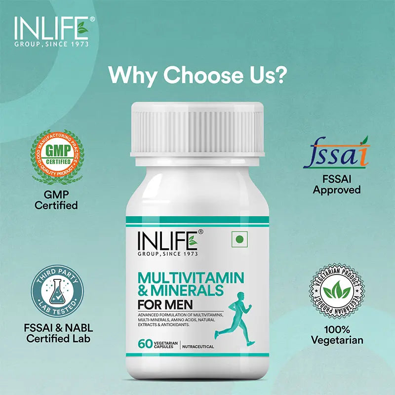 Inlife Multivitamin & Minerals Supplement for Men | 60 Veg. Capsules