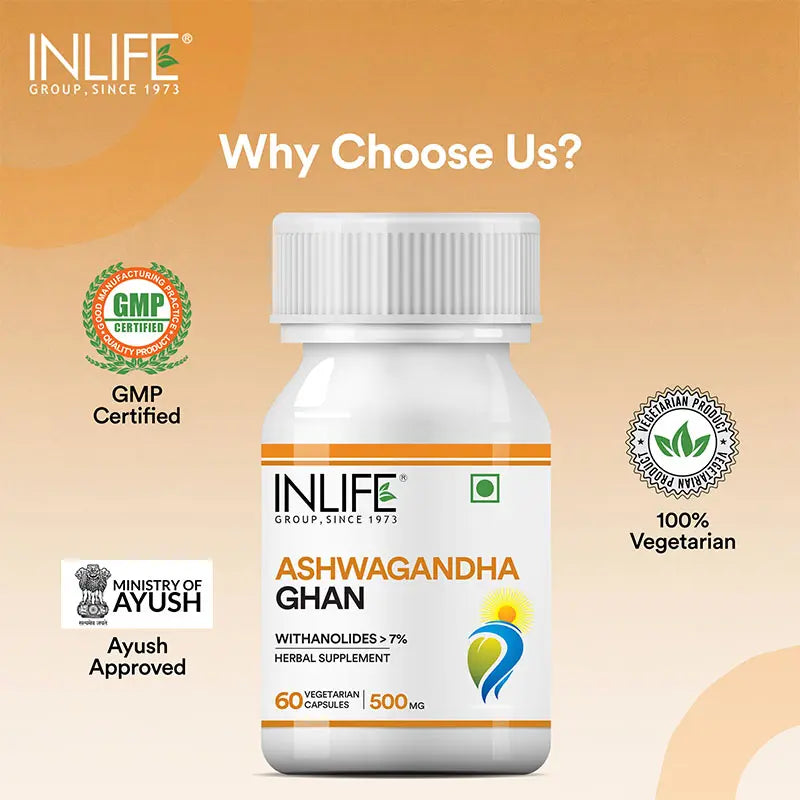 Inlife Ashwagandha Supplement | 60 Veg. Capsules