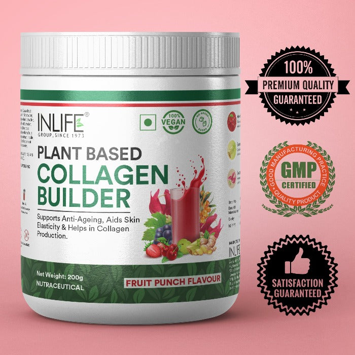 INLIFE Vegan Plant Based Collagen Powder Supplement, Women & Men - 200g (Fruit Punch)