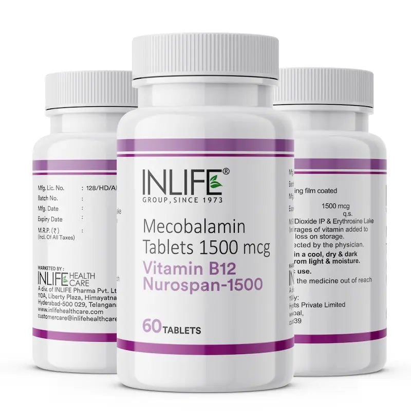 Inlife Vitamin B12 Supplement Methylcobalamin 1500mcg | 60 Tablets