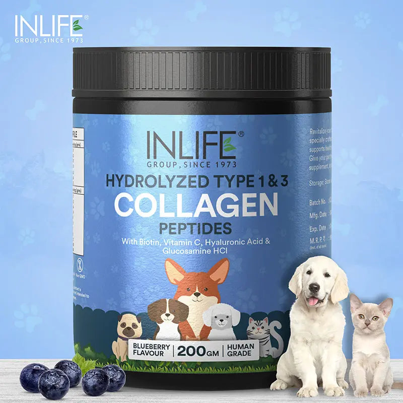 Inlife Hydrolyzed Type 1 & 3 Collagen Peptides Supplement for Pets  | Available in 3 flavors: