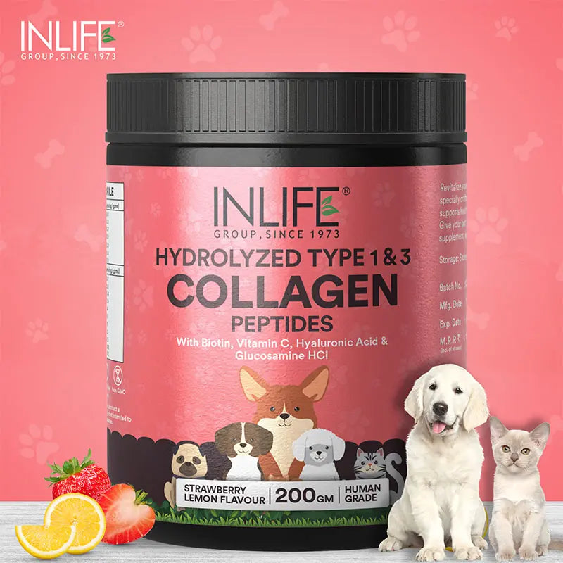 Inlife Hydrolyzed Type 1 & 3 Collagen Peptides Supplement for Pets  | Available in 3 flavors: