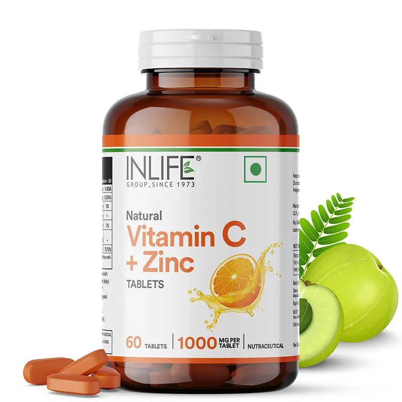 Inlife Natural Vitamin C Amla Extract with Zinc Supplement| 60 Tablets