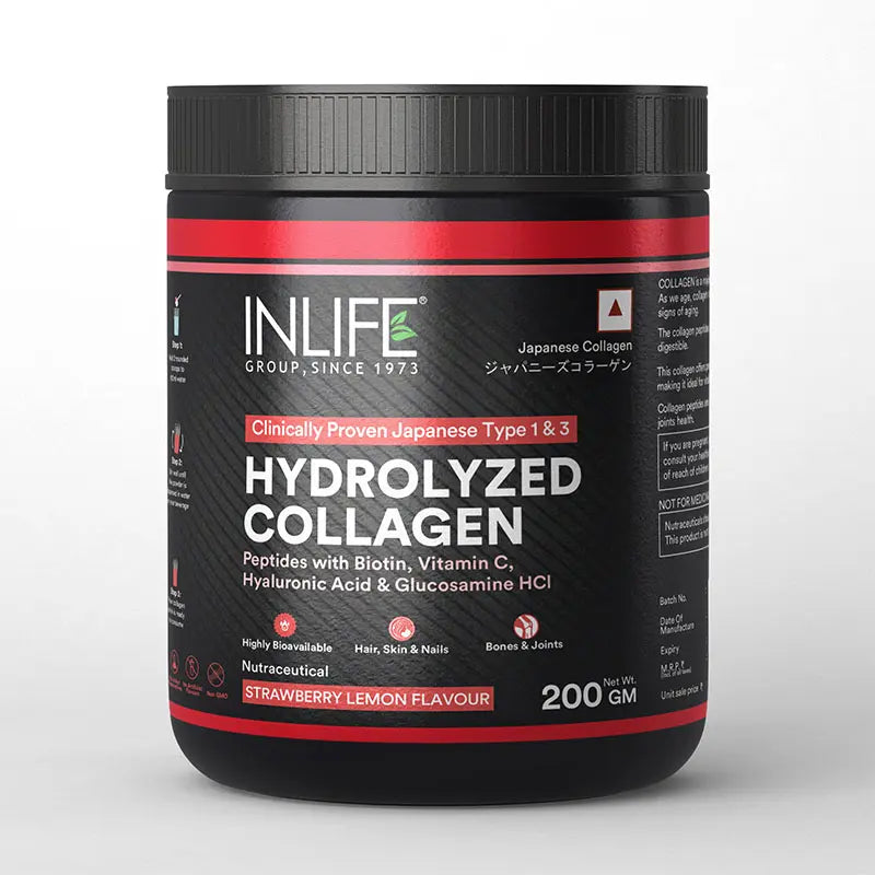 Inlife  Hydrolyzed Japanese Collagen Peptides with Biotin, Hyaluronic Acid & Glucosamine HCl, 200g