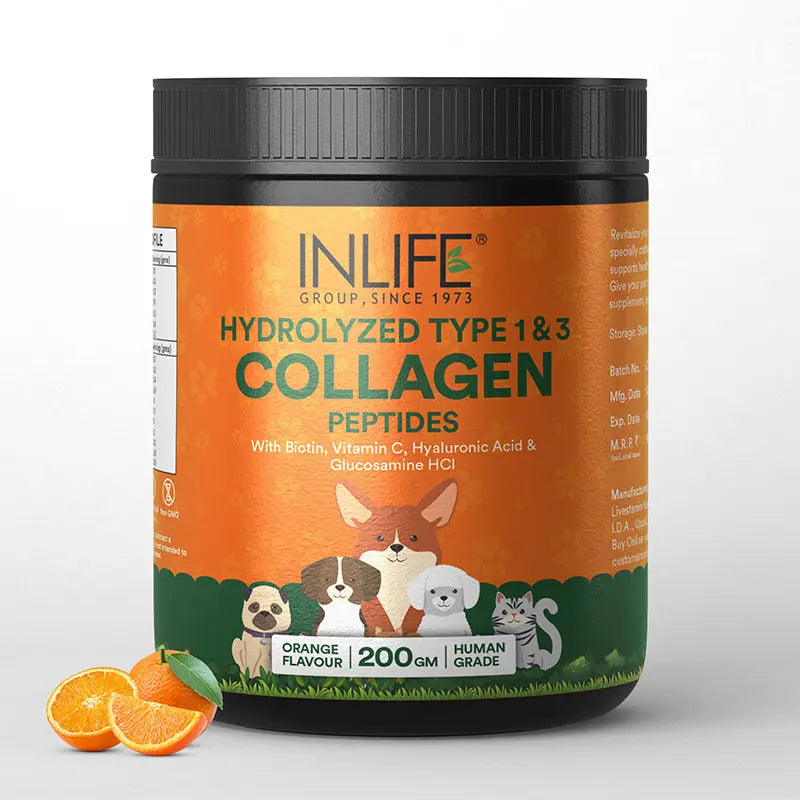 Inlife Hydrolyzed Type 1 & 3 Collagen Peptides Supplement for Pets  | Available in 3 flavors: