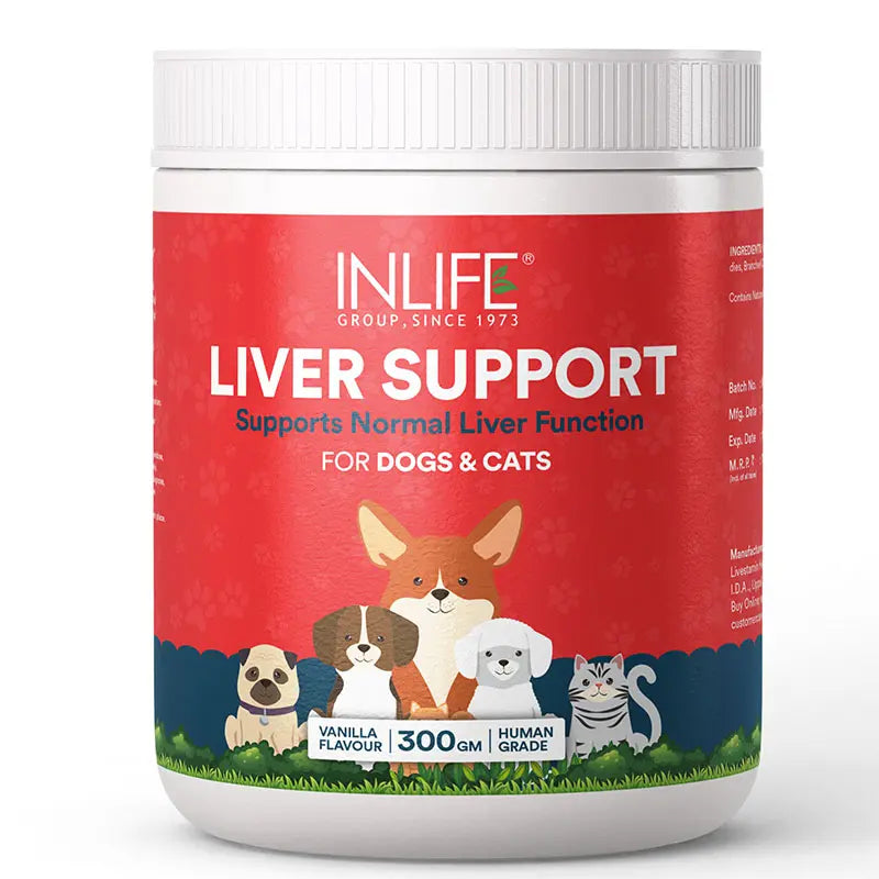 Inlife Liver Support Powder Supplement for Dogs Cats Pets | 300g (Vanilla)