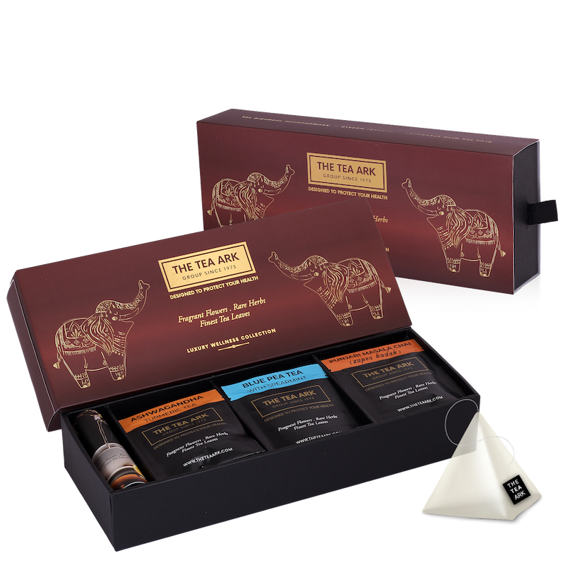 The Tea Ark Privilege Tea Gift Box, 3 Flavours, 21 Pyramid Tea Bags