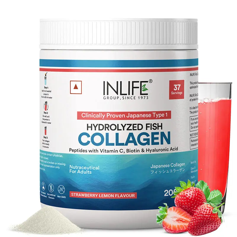 Inlife Japanese Marine Collagen Supplements for Women & Men | Clinically Proven Ingredient | 200g (Available in 3 Flavours)