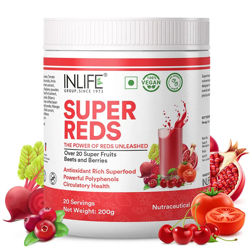 Super Reds Powder | Antioxidant-Rich 20 Superfoods, Fruits, Beets & Berries | 200gms