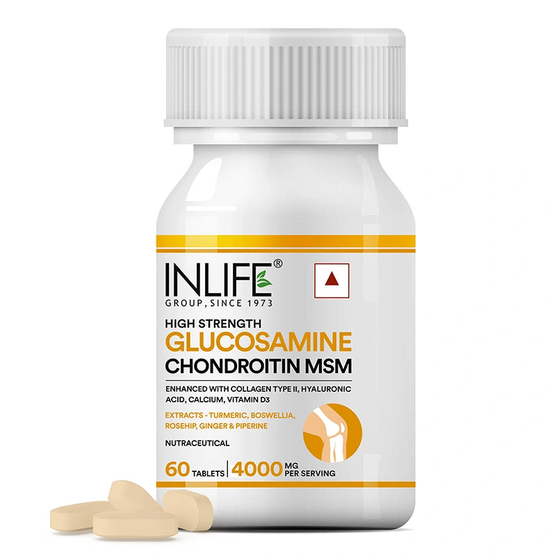 Inlife Glucosamine MSM Chondroitin & Collagen Tablets with Hyaluronic Acid, Calcium & Vitamin D3 | Tablets