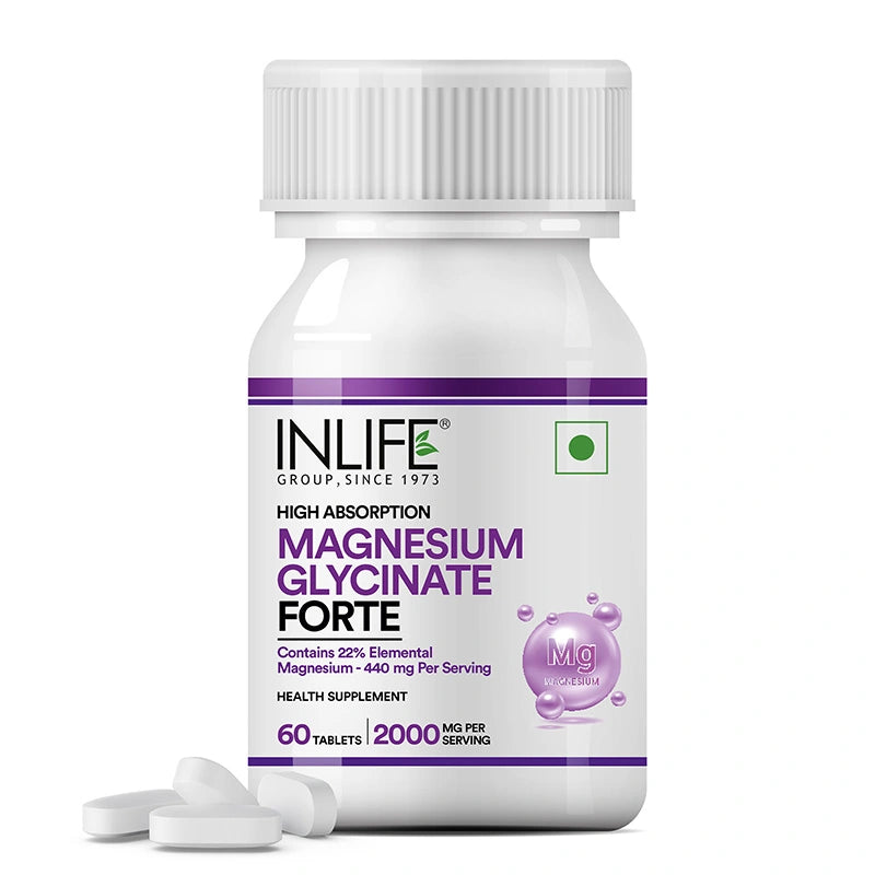 Inlife Chelated Magnesium Glycinate Forte Supplement 2000mg Tablets