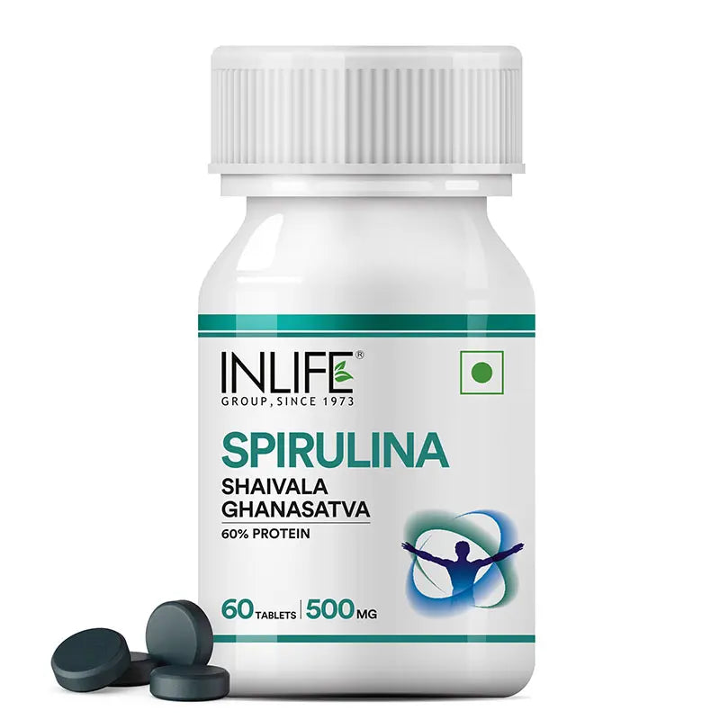 Inlife Spirulina Supplement | 500mg | 60 Tablets