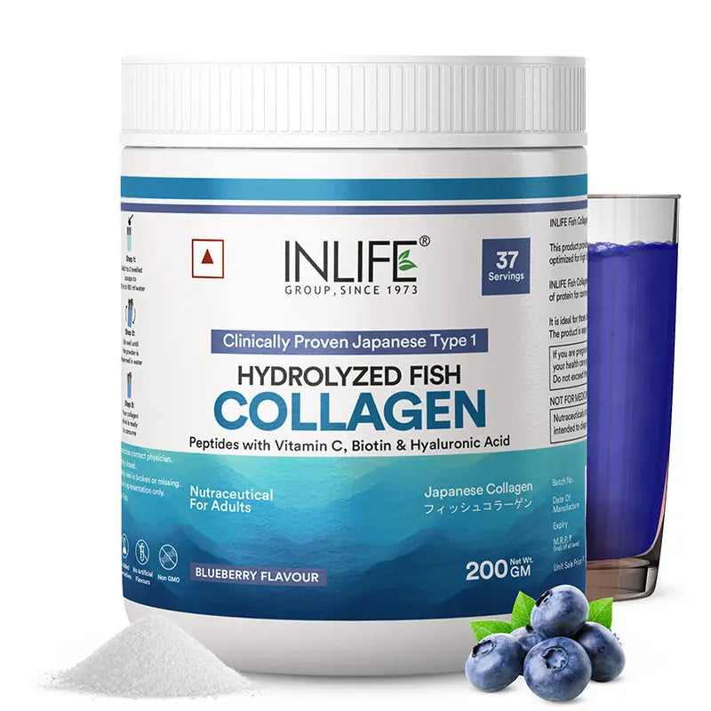 Inlife Japanese Marine Collagen Supplements for Women & Men | Clinically Proven Ingredient | 200g (Available in 3 Flavours)