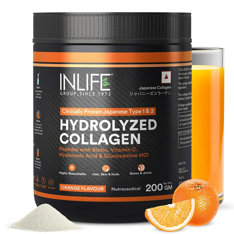 Inlife Hydrolyzed Japanese Collagen Peptides with Biotin, Hyaluronic Acid & Glucosamine HCl, 200g