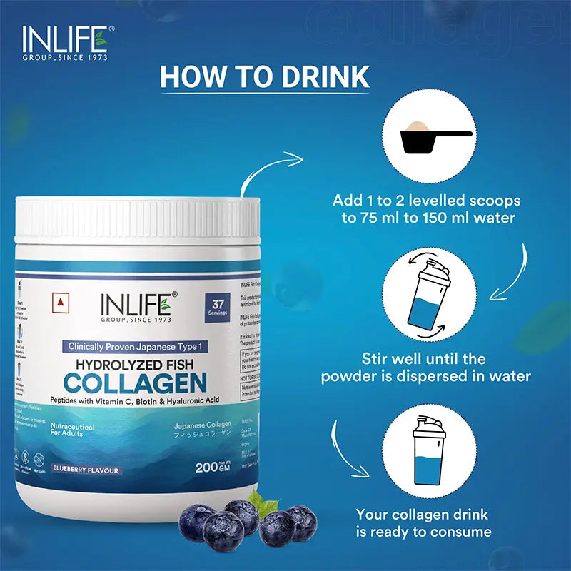 Inlife Japanese Marine Collagen Supplements for Women & Men | Clinically Proven Ingredient | 200g (Available in 3 Flavours)