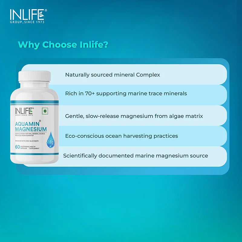 Comparison banner highlighting why INLIFE Aquamin Magnesium is superior—natural marine source, high purity, clean-label, and traceable harvesting. 