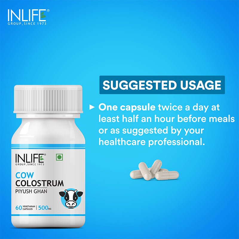 INLIFE Cow Colostrum Supplement, 500mg (60 Veg. Capsule) - Inlife Pharma Private Limited