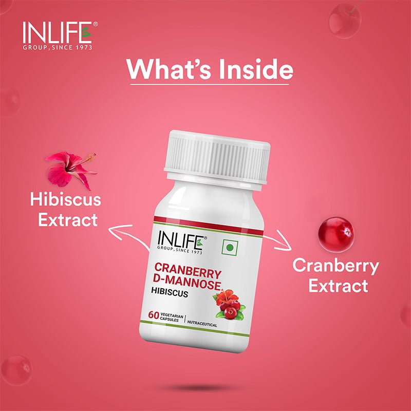 INLIFE Cranberry 400mg D-Mannose 400mg, Hibiscus 200mg Supplement - 60 Capsules - Inlife Pharma Private Limited