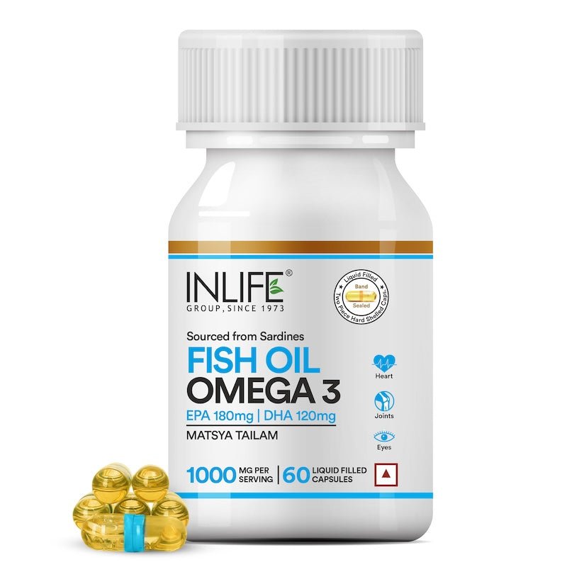 INLIFE Fish Oil Omega 3 Fatty Acids Supplement, 500mg (60 Capsules) - Inlife Pharma Private Limited