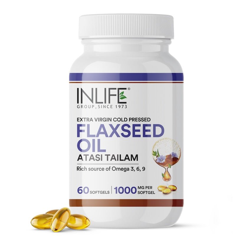 INLIFE Flaxseed Oil Capsules (Omega 3 6 9), 1000mg - 60 Softgels - Inlife Pharma Private Limited