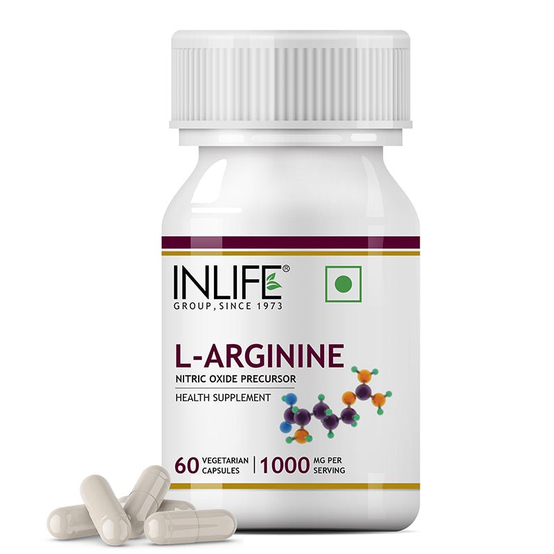INLIFE L-Arginine (1000mg) Serving Supplement, 60 Vegetarian Capsules - Inlife Pharma Private Limited