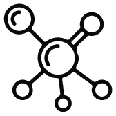 Icon of a molecular structure next to text describing the blend infused with Vitamin C, D, B12, and Zinc for nutritional synergy